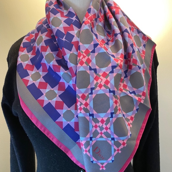NWOT Dior geo print silk scarf - Picture 2 of 9